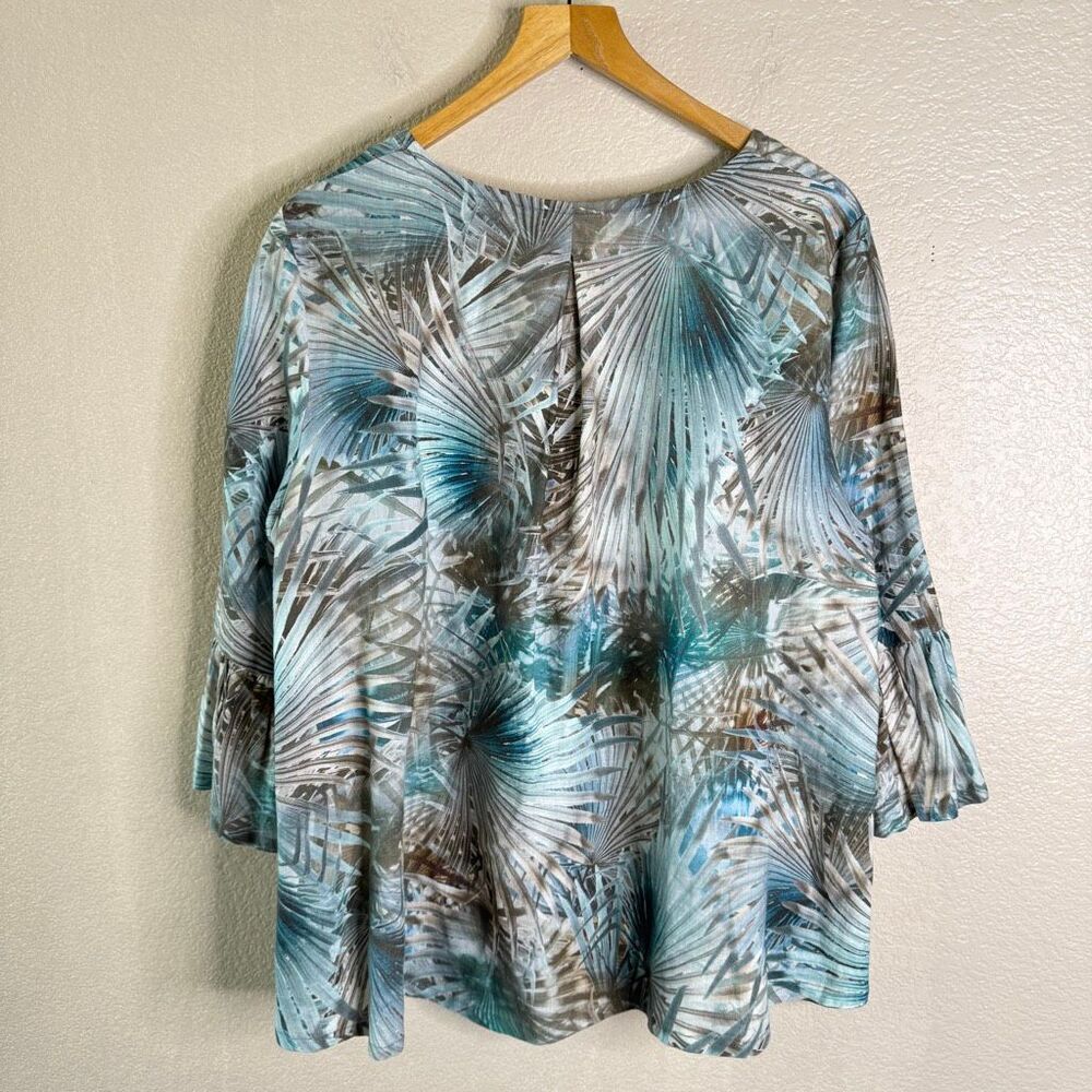 Bryn Walker Fran Top Shirt Medium Boho 100% Linen Lagenlook Beachy Coastal Palm - Picture 9 of 13